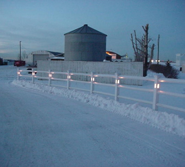 AFC Grand Island - Vinyl Fencing, 2 Ranch Rail with lighted posts (950)